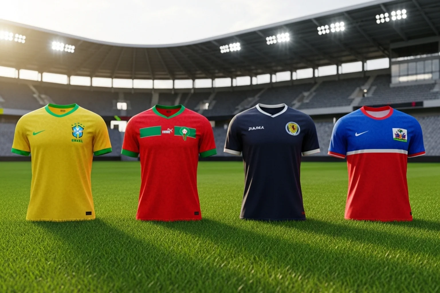 Girone C dei Mondiali 2026 con le bandiere di Brasile, Marocco, Scozia e Haiti