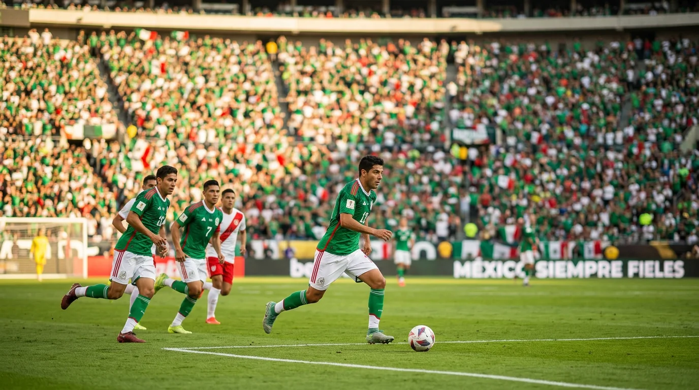 Nazionale messicana El Tri con la maglia verde durante una partita su campo da calcio