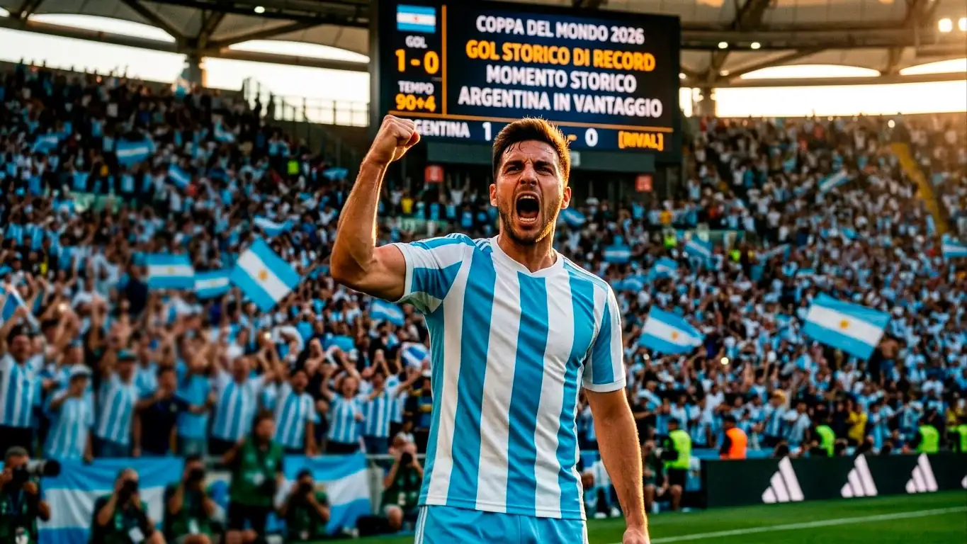 Lionel Messi alza il pugno dopo il gol record contro l'Austria ai Mondiali 2026